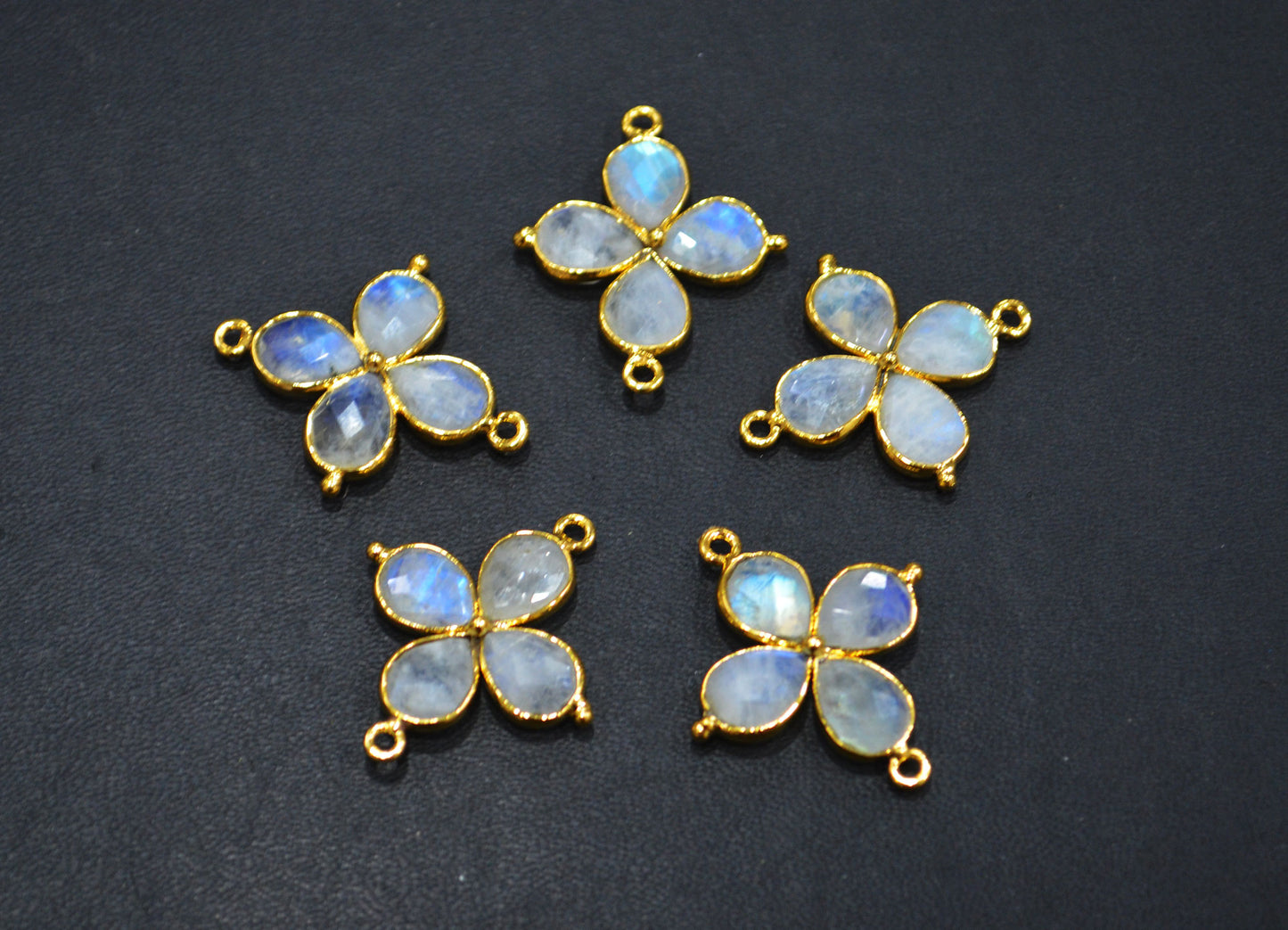 Flashy Rainbow Moonstone Faceted Fancy Butterfly Shape Double Bail Connector , Sold By Piece , 25x29 mm , R-037
