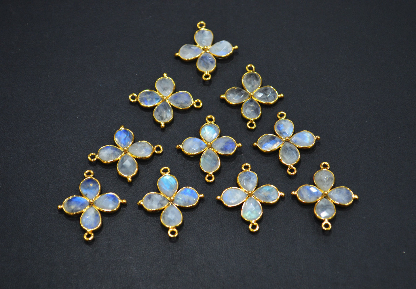 Flashy Rainbow Moonstone Faceted Fancy Butterfly Shape Double Bail Connector , Sold By Piece , 25x29 mm , R-037