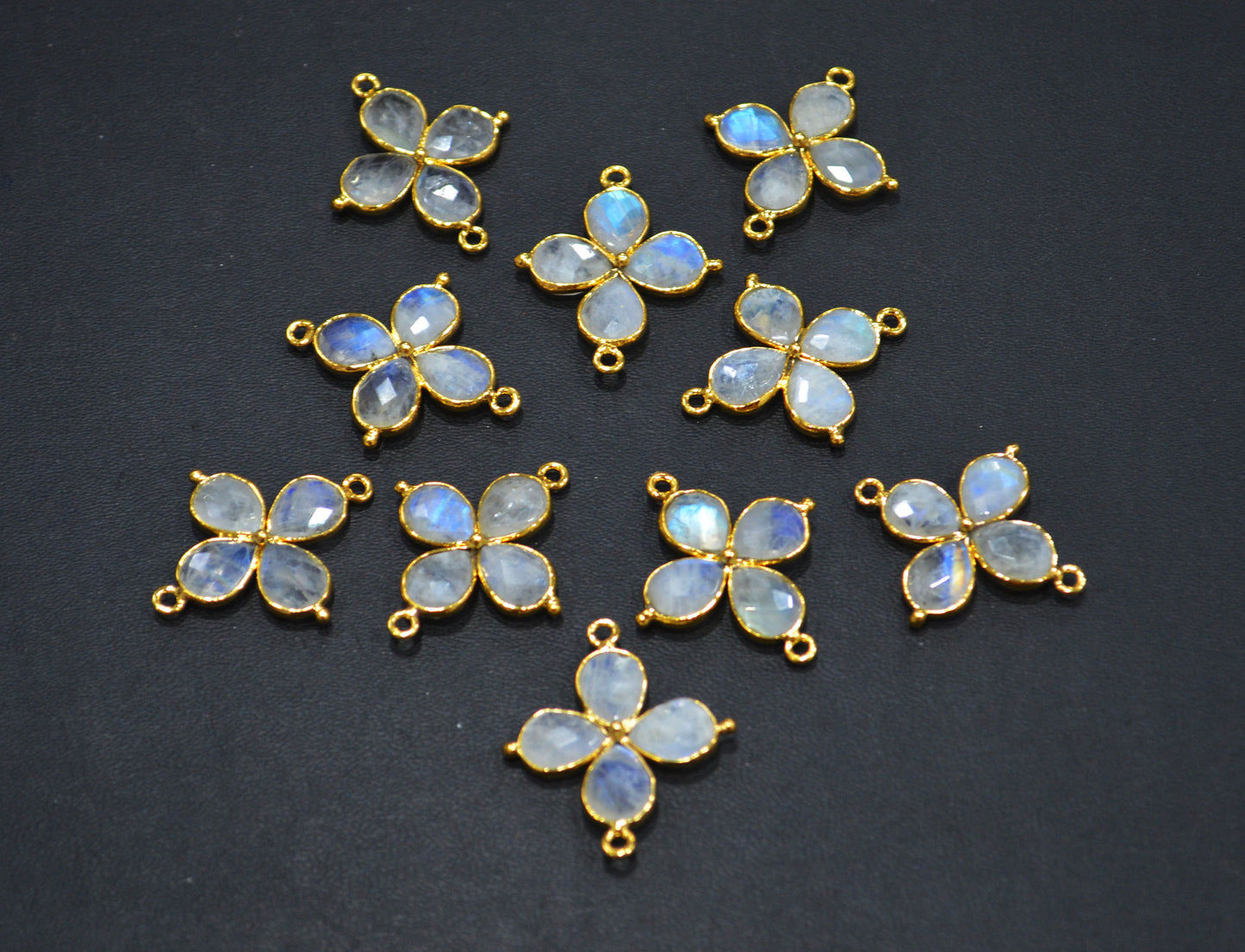 Flashy Rainbow Moonstone Faceted Fancy Butterfly Shape Double Bail Connector , Sold By Piece , 25x29 mm , R-037