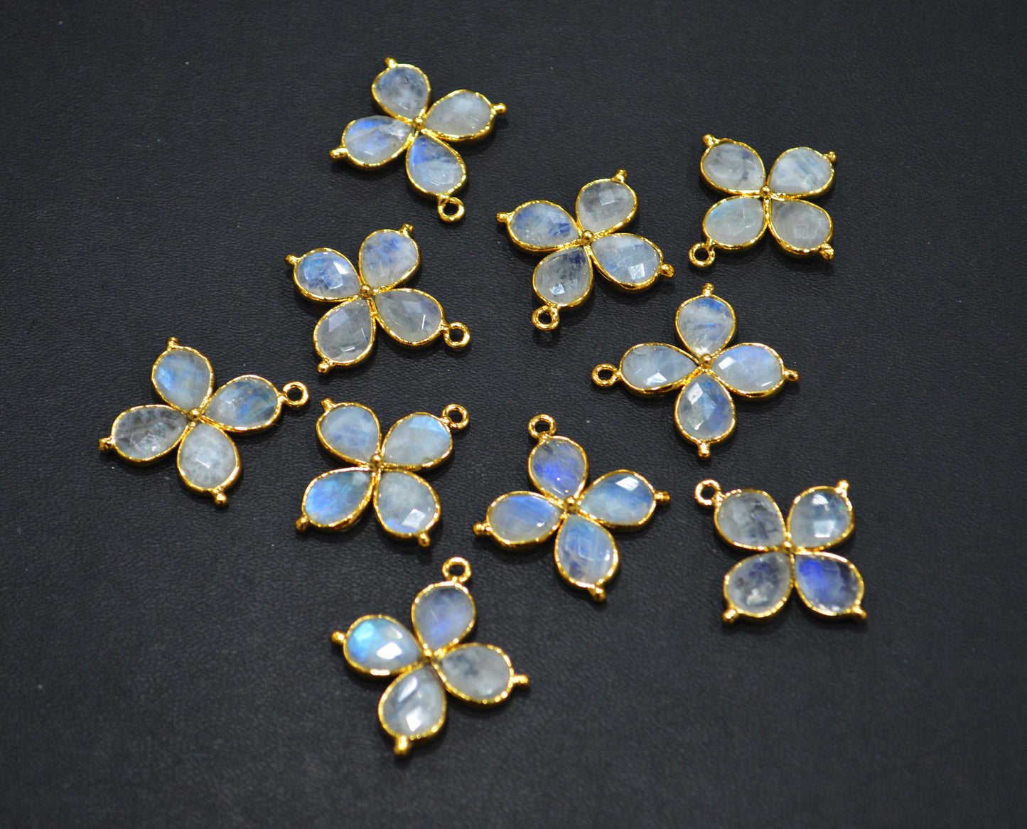 Flashy Rainbow Moonstone Faceted Fancy Butterfly Shape Single Bail Connector , Sold By Piece , 25x27 mm , R-038