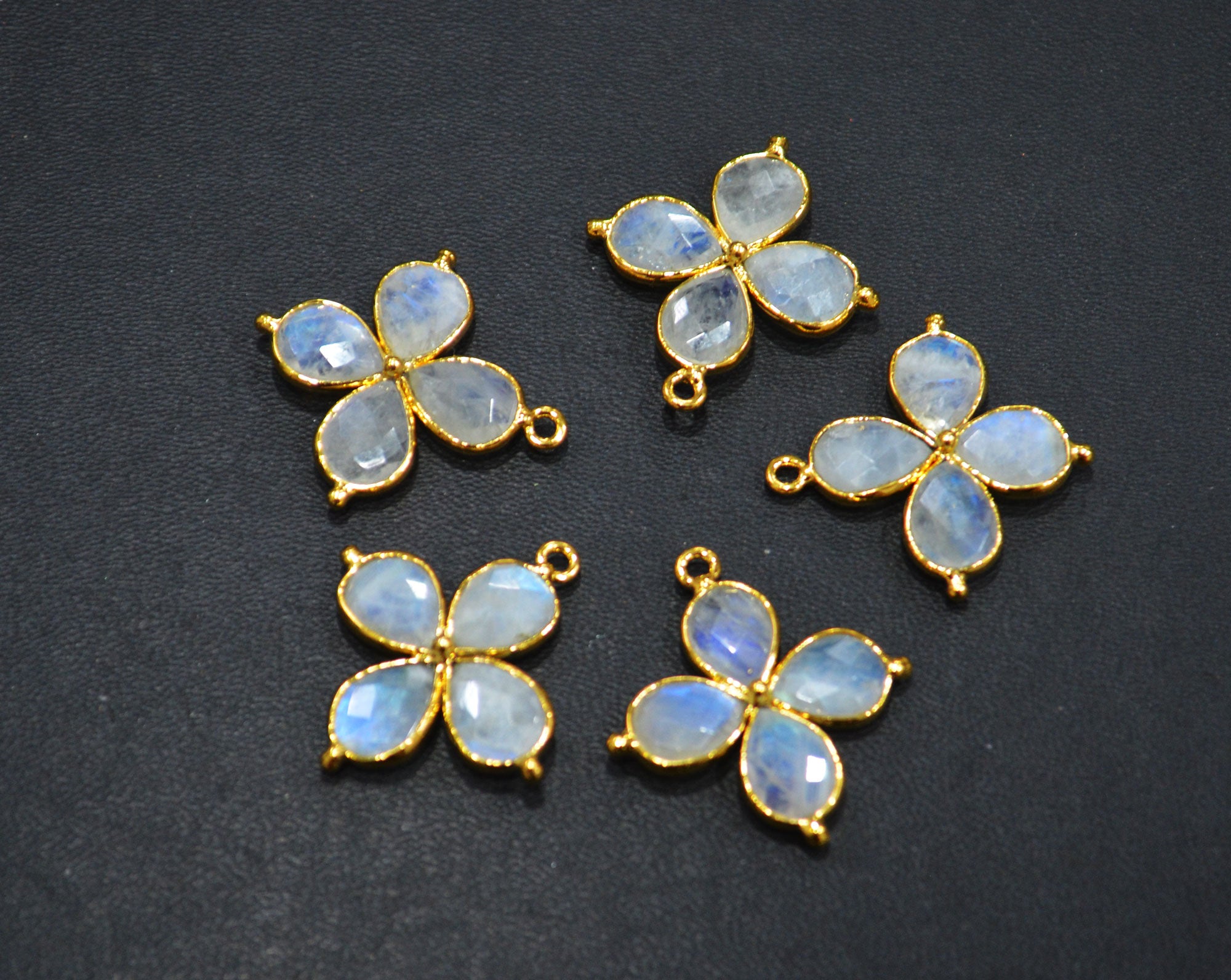 Flashy Rainbow Moonstone Faceted Fancy Butterfly Shape Single Bail Connector , Sold By Piece , 25x27 mm , R-038