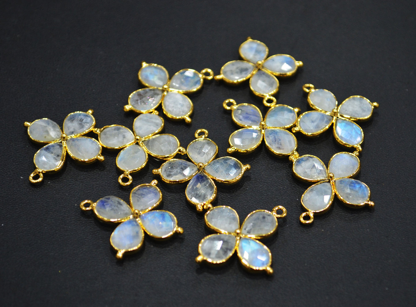 Flashy Rainbow Moonstone Faceted Fancy Butterfly Shape Single Bail Connector , Sold By Piece , 25x27 mm , R-038