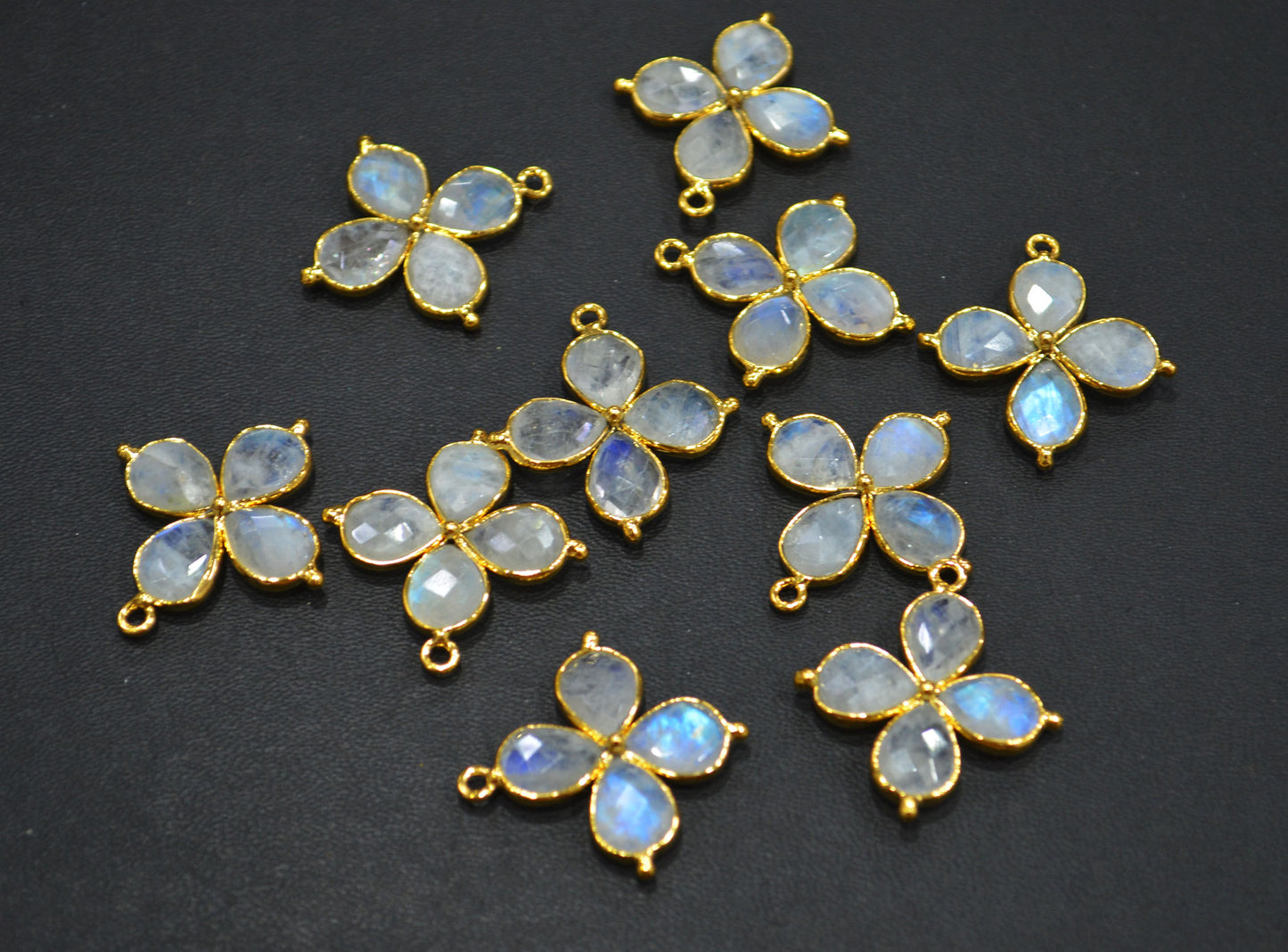 Flashy Rainbow Moonstone Faceted Fancy Butterfly Shape Single Bail Connector , Sold By Piece , 25x27 mm , R-038