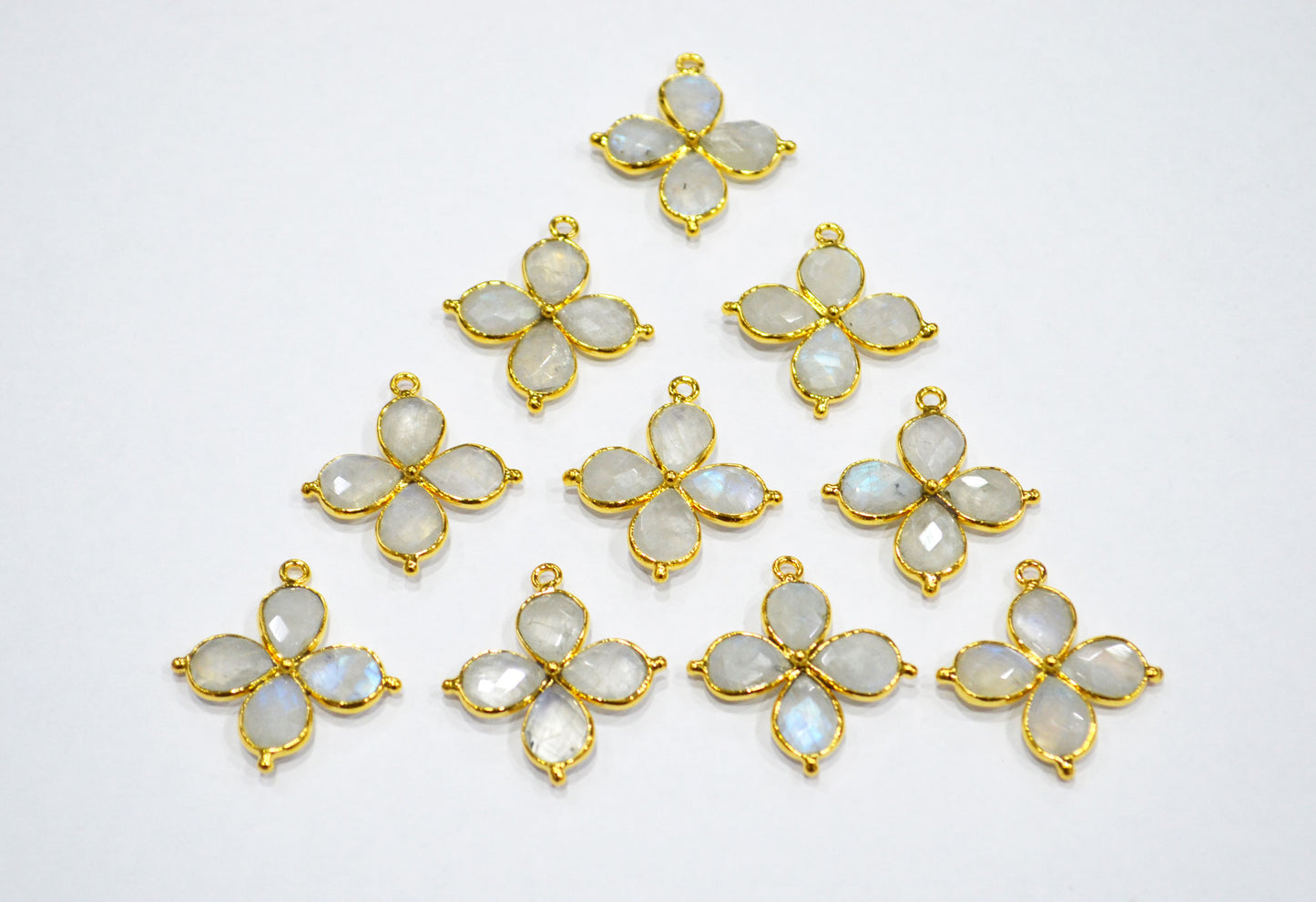 Flashy Rainbow Moonstone Faceted Fancy Butterfly Shape Single Bail Connector , Sold By Piece , 25x27 mm , R-038