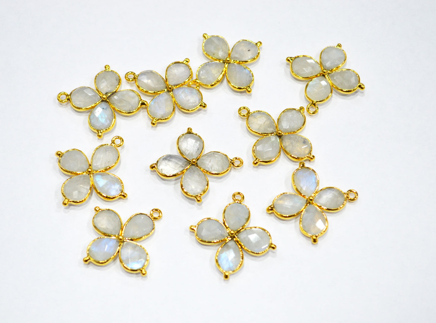 Flashy Rainbow Moonstone Faceted Fancy Butterfly Shape Single Bail Connector , Sold By Piece , 25x27 mm , R-038