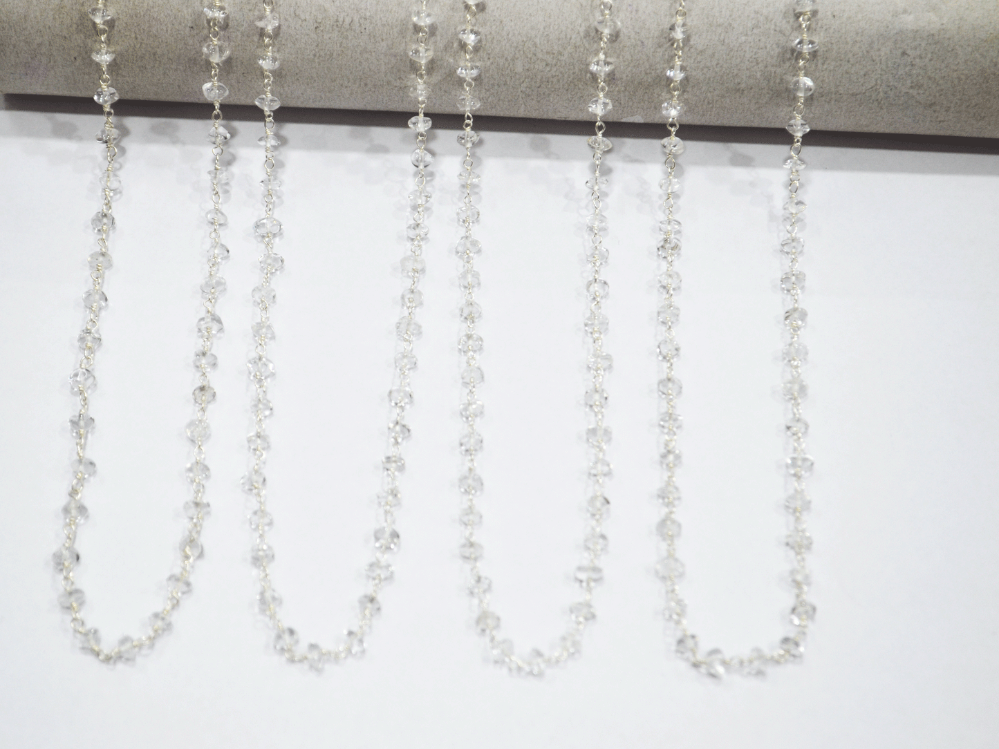 Crystal Smooth Button Shape Rosary Beaded Chain , 4.50 mm , RB-5105