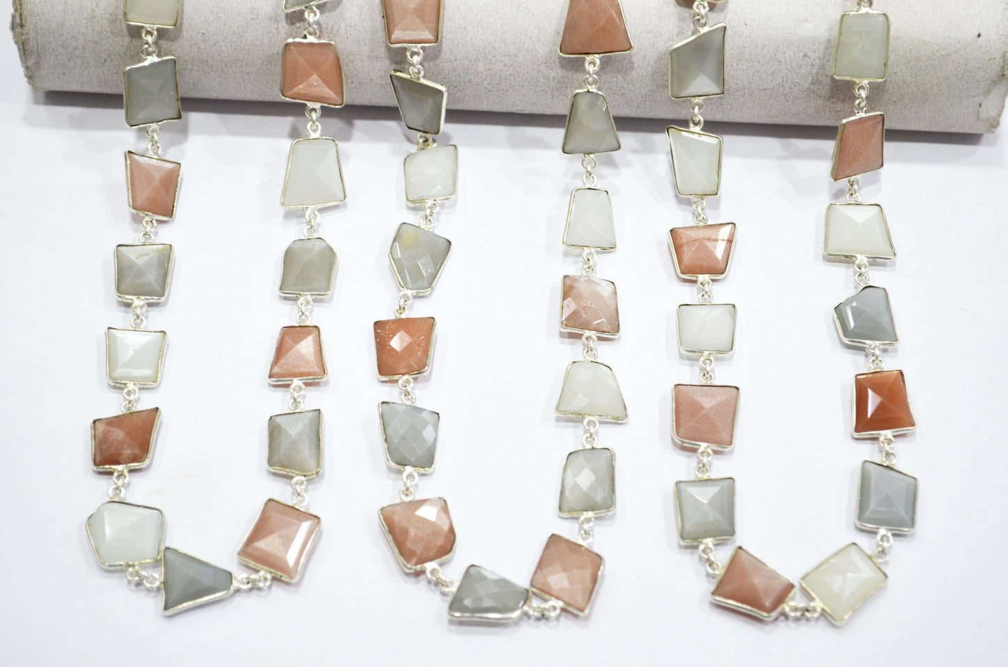 Multi Moonstone Fancy Cut Shape Connector Chain , 10.50 - 15 mm , RB-5353