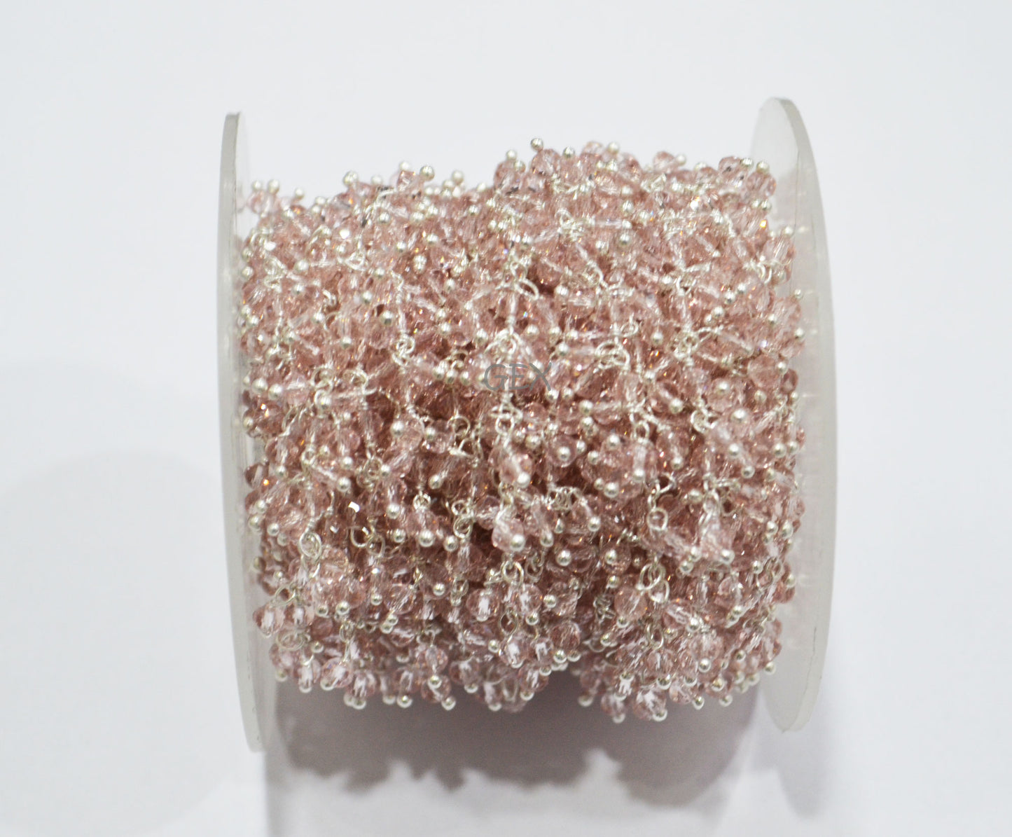 Morganite Hydro Quartz Faceted Rondelle Shape Dangling Chain , Morganite Hydro Quartz Grape Chain , 3 - 3.50 mm , RB-5370