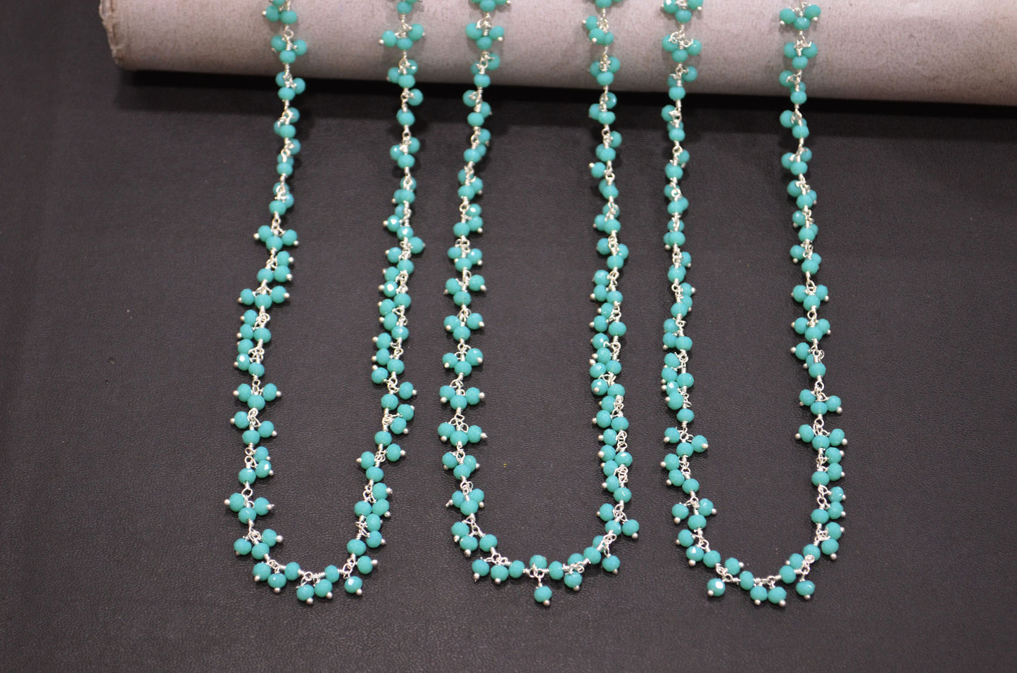 Amazonite Hydro Quartz Faceted Rondelle Shape Dangling Chain , 3 - 3.50 mm , RB-5385