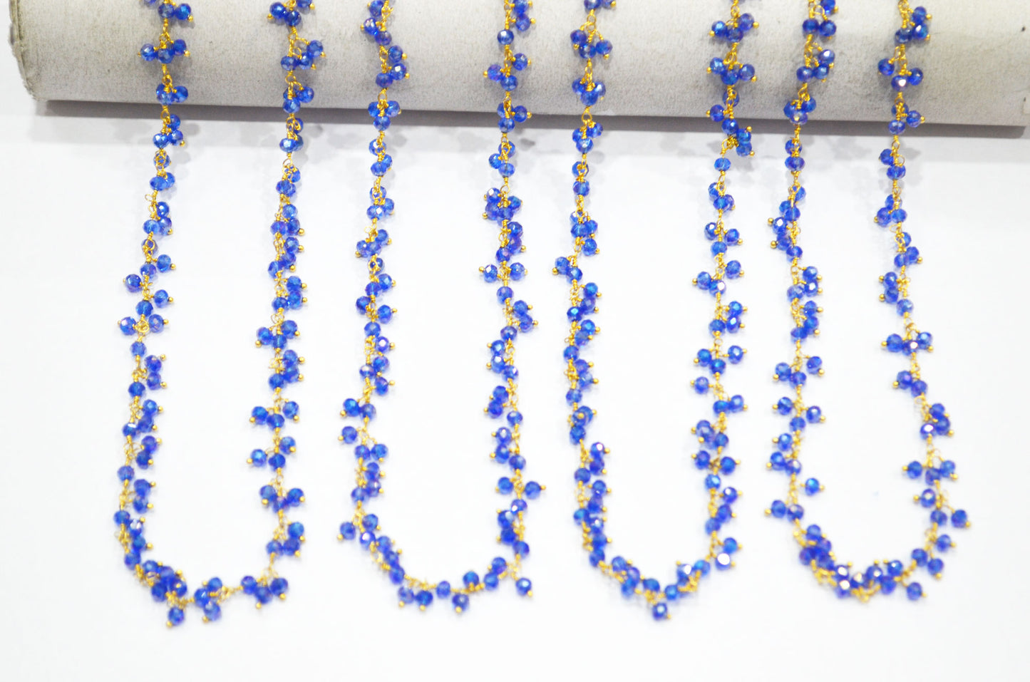 Mystic Kyanite Coated Hydro Quartz Faceted Rondelle Shape Dangling Chain , 3 - 3.50 mm , RB-5391