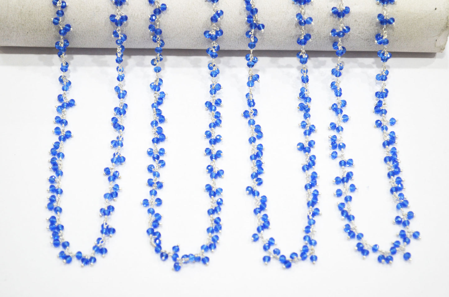 Blue Hydro Quartz Faceted Rondelle Shape Dangling Chain , 3 - 3.50 mm , RB-5392