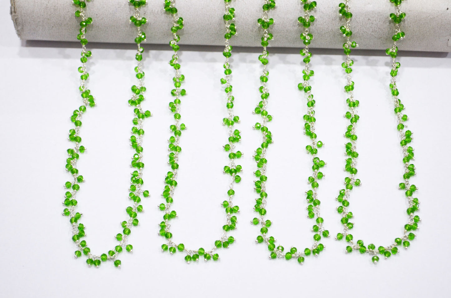 Peridot Hydro Quartz Faceted Rondelle Shape Dangling Chain , 3 - 3.50 mm , RB-5393