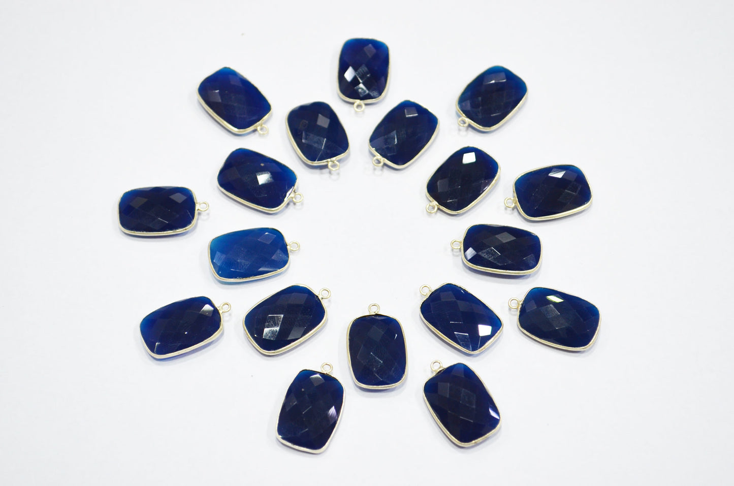 Sapphire Chalcedony Faceted Baguette Shape Connector , Sold By Piece , 15x24 mm , RB-5401