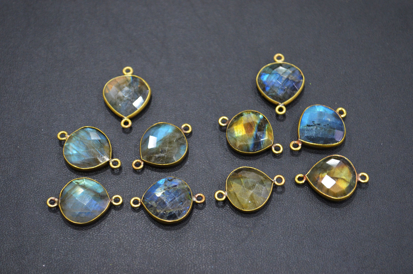 Labradorite Faceted Heart Shape Connector , Sold By Piece , 15 mm , RB-5406