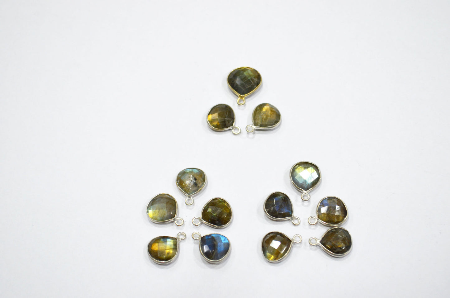 Labradorite Faceted Heart Shape Connector , Sold By Piece , 11 - 13 mm , RB-5416