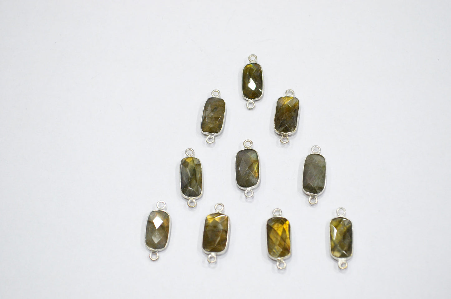 Labradorite Faceted Baguette Shape Connector , Sold By Piece , 14 - 15 mm , RB-5419D