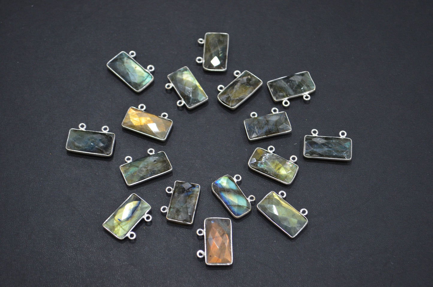 Labradorite Faceted Baguette Shape Connector , Sold By Piece , 10x20 mm , RB-5419E