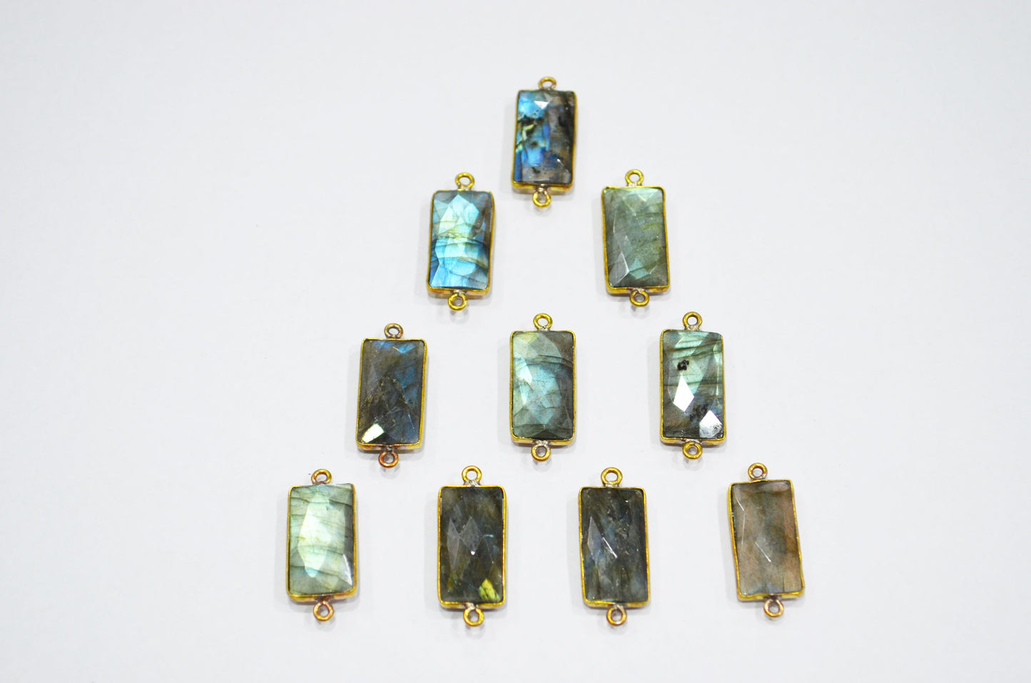 Labradorite Faceted Baguette Shape Connector , Sold By Piece , 10x20 mm , RB-5420F