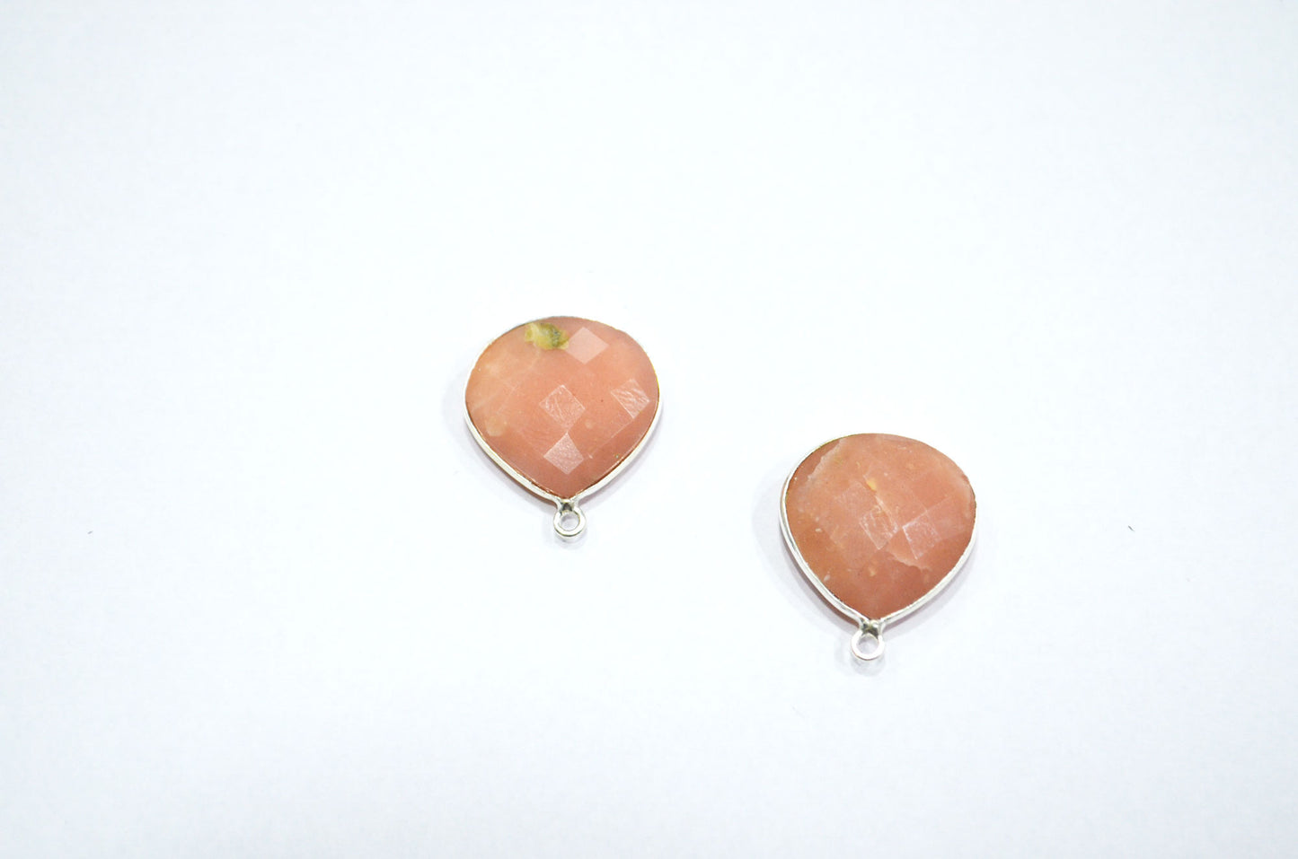Pink Opal Faceted Heart Shape Connector , Sold By Piece , 18 mm , RB-5429