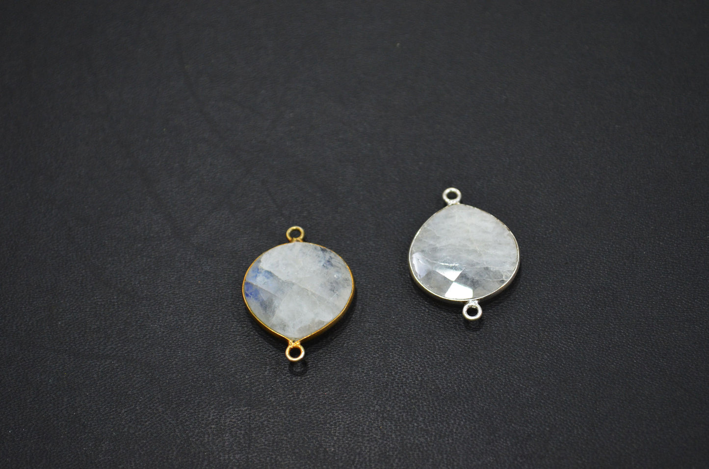 Rainbow Moonstone Faceted Heart Shape Connector , Sold By Piece , 18 mm , RB-5450