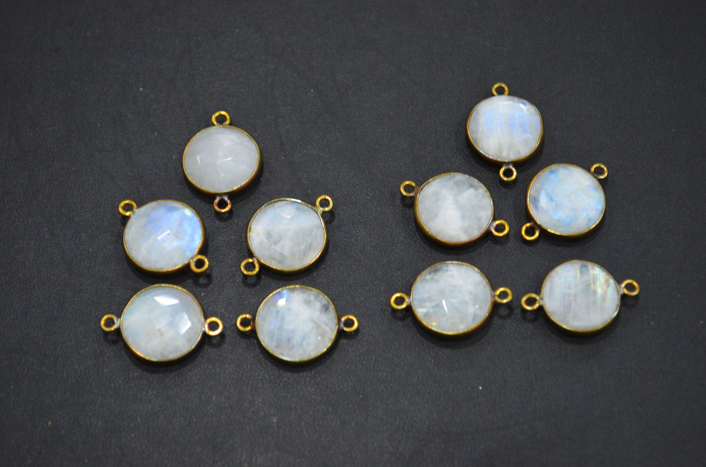 Rainbow Moonstone Faceted Coin Shape Connector , Sold By Piece , 15 mm , RB-5455