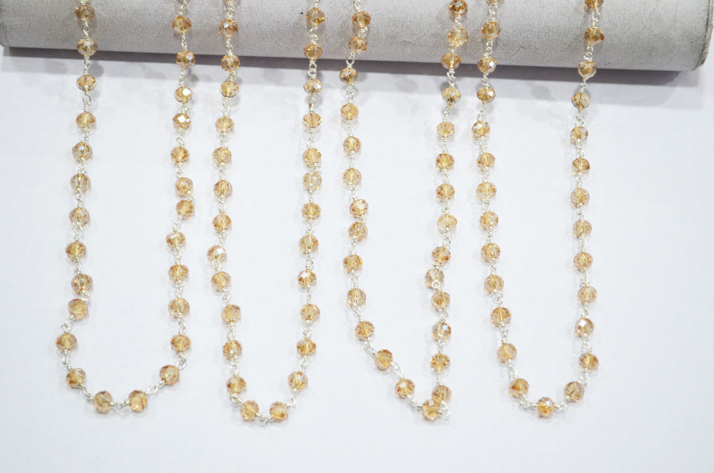 Mystic Peach Hydro Quartz Rondelle Shape Rosary Beaded Chain , 5.50 - 6 mm , RB-5683