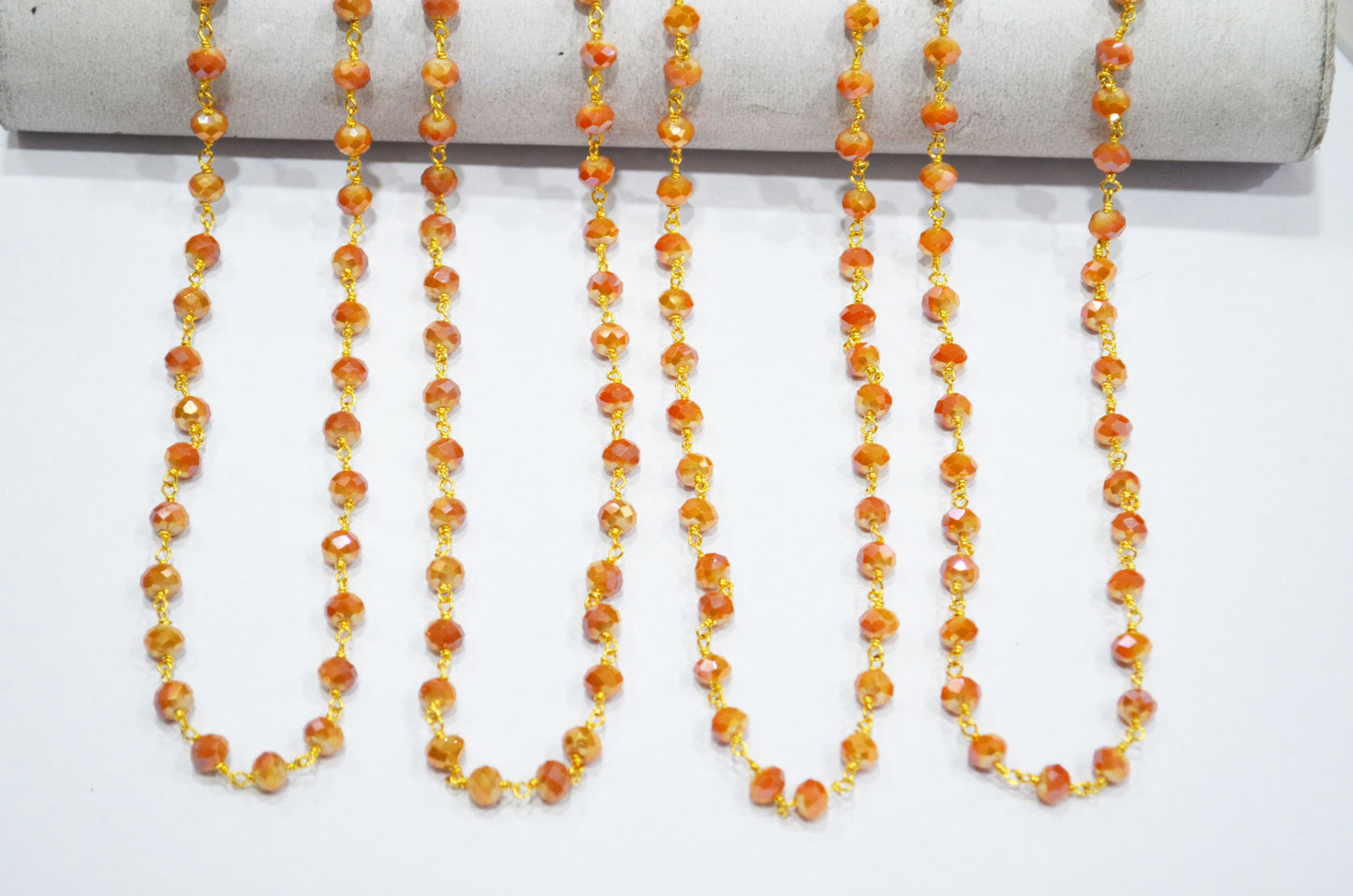 Mystic Shaded Carnelian Hydro Quartz Rondelle Shape Rosary Chain , 5.5 - 6 mm , RB-5684