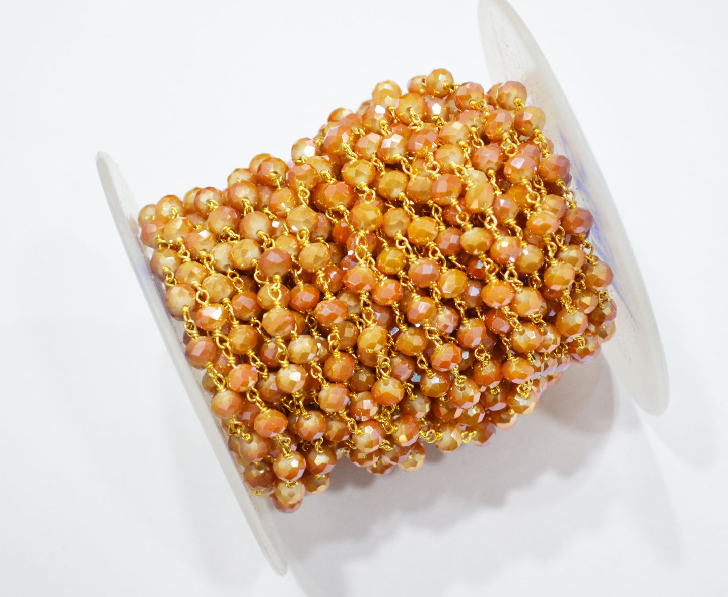 Mystic Shaded Carnelian Hydro Quartz Rondelle Shape Rosary Chain , 5.5 - 6 mm , RB-5684
