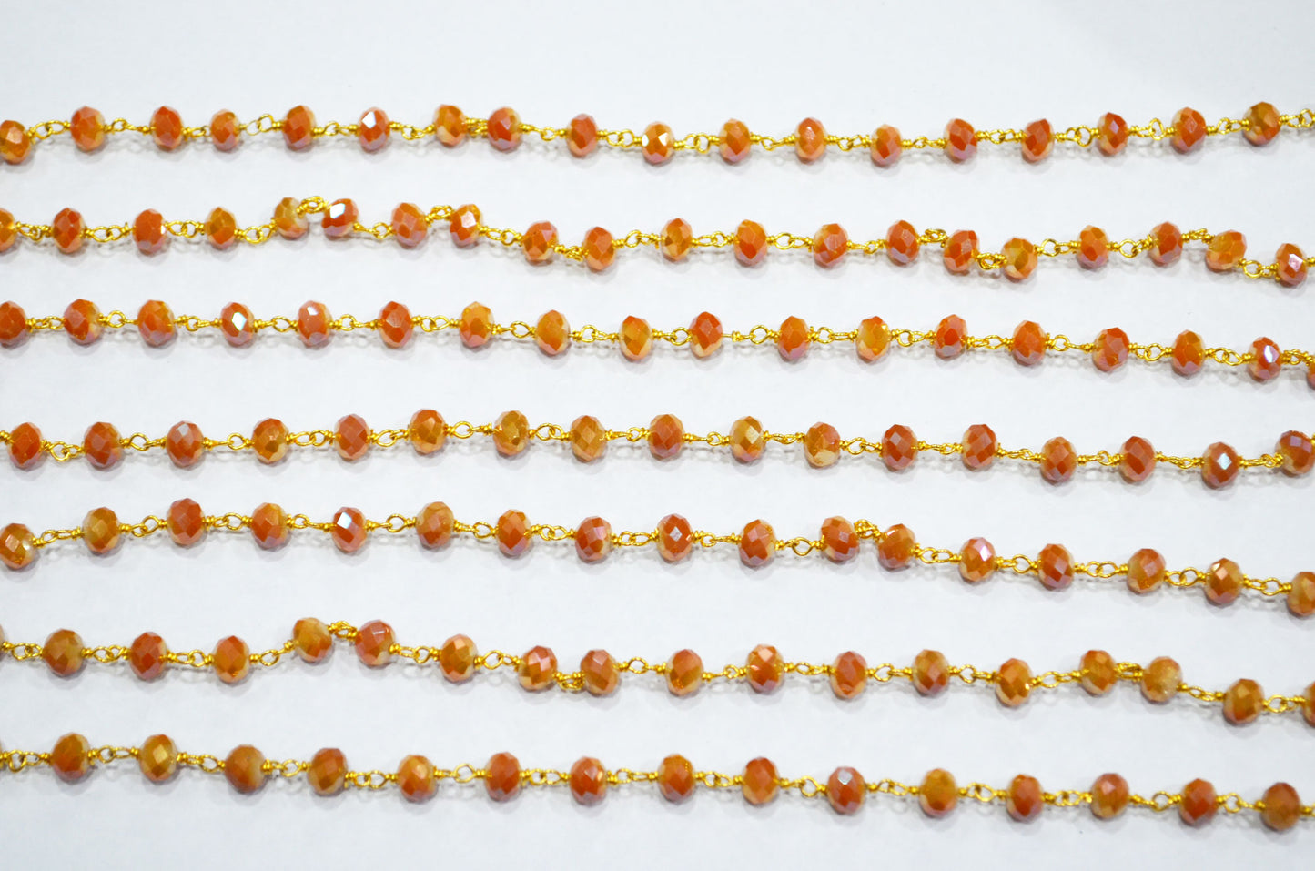 Mystic Shaded Carnelian Hydro Quartz Rondelle Shape Rosary Chain , 5.5 - 6 mm , RB-5684