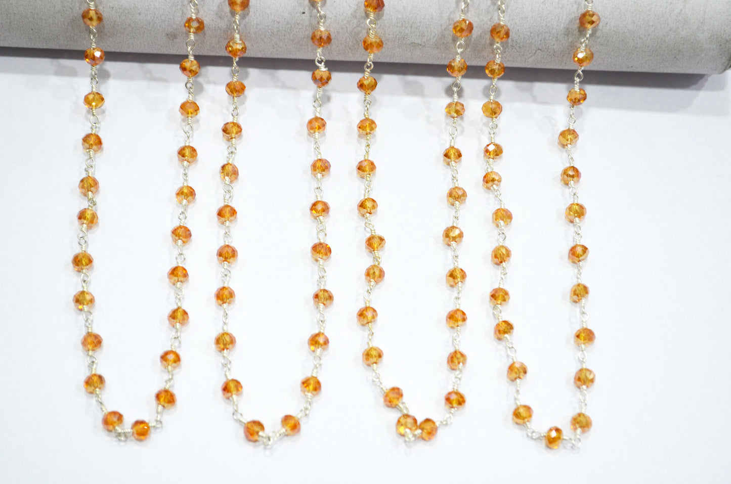 Mystic Coral Peach Hydro Quartz Rondelle Shape Rosary Beaded Chain , 5.50 - 6 mm , RB-5685