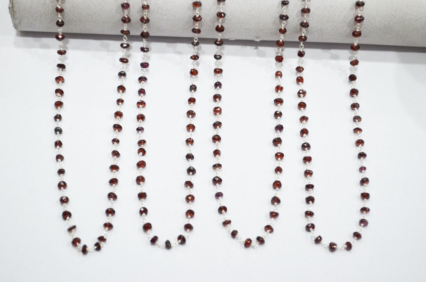 Mozambique Garnet Faceted Rondelle Shape Rosary Beaded Chain , 3.50 - 4 mm , RB-5768