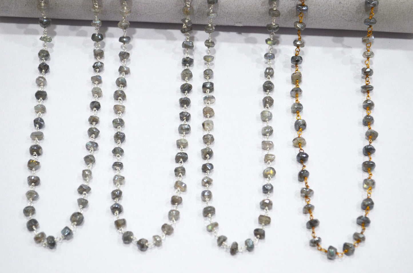 Mystic Labradorite Rondelle Shape Rosary Beaded Chain , 5 - 5.50 mm , RB-5785