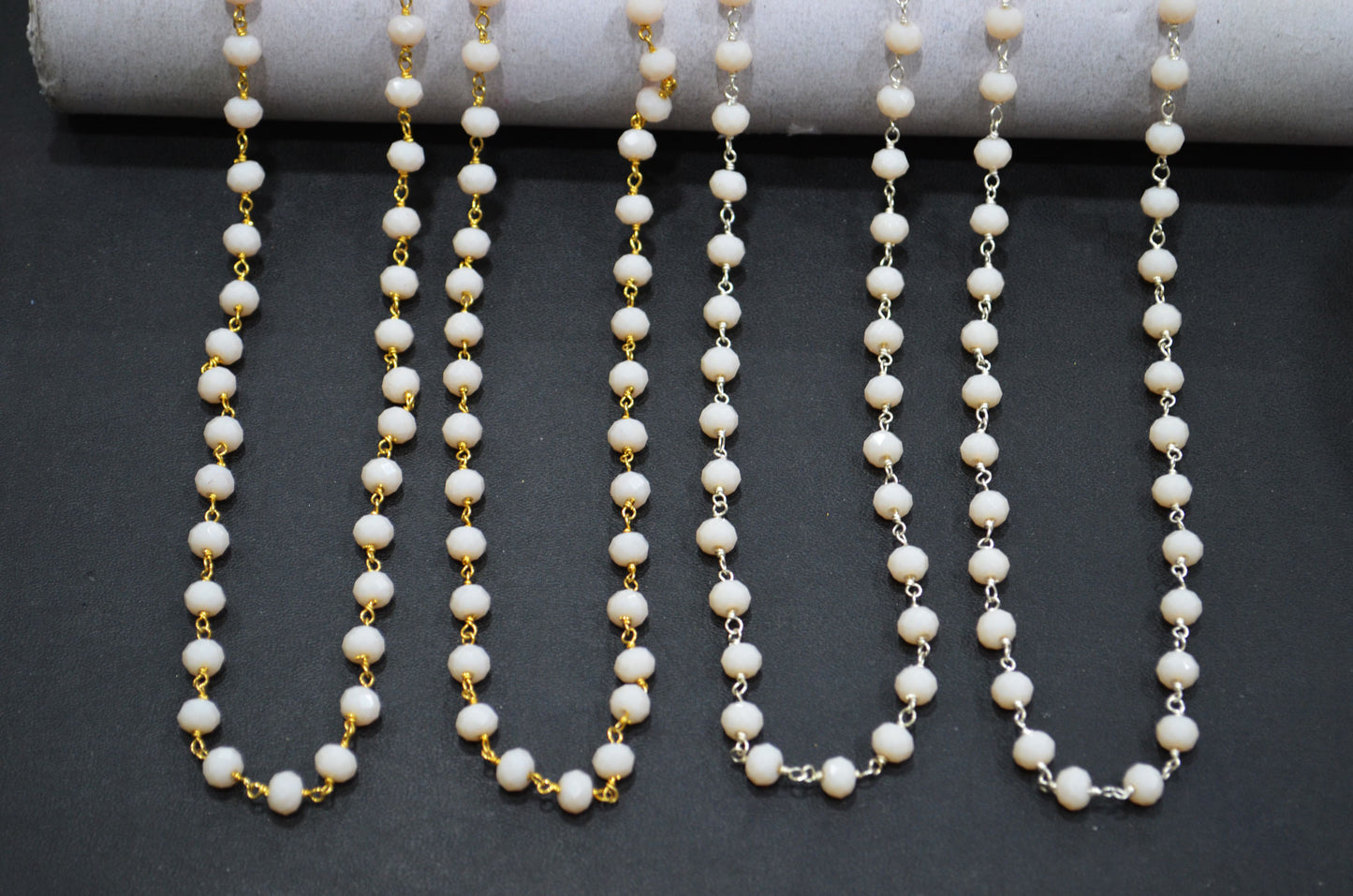 Bone Hydro Quartz Faceted Rondelle Shape Rosary Beaded Chain , 5.50 - 6 mm , RB-5822