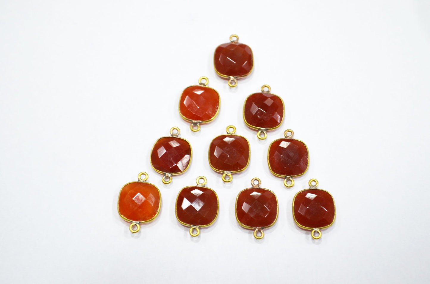 Carnelian Chalcedony Faceted Cushion Shape Connector , Sold By Piece , 13 mm , RB-5829