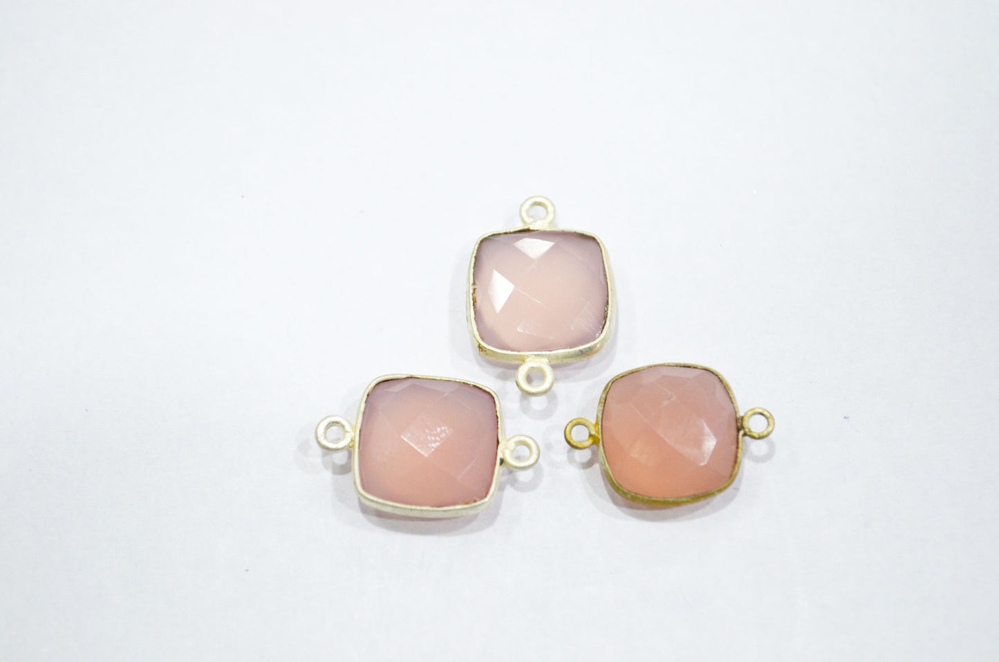 Rose Chalcedony Faceted Cushion Shape Connector , Sold By Piece , 13 mm , RB-5833