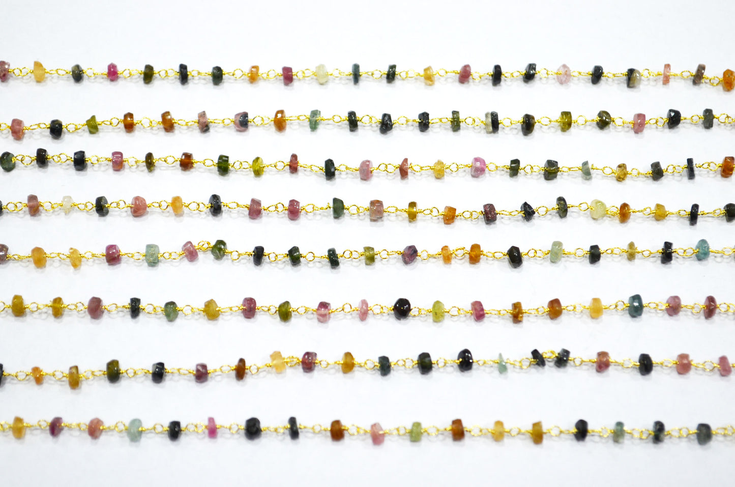 Multi Tourmaline Faceted Rondelle Shape Rosary Beaded Chain , Sold By Foot , 4 - 4.50 mm , RB-5840