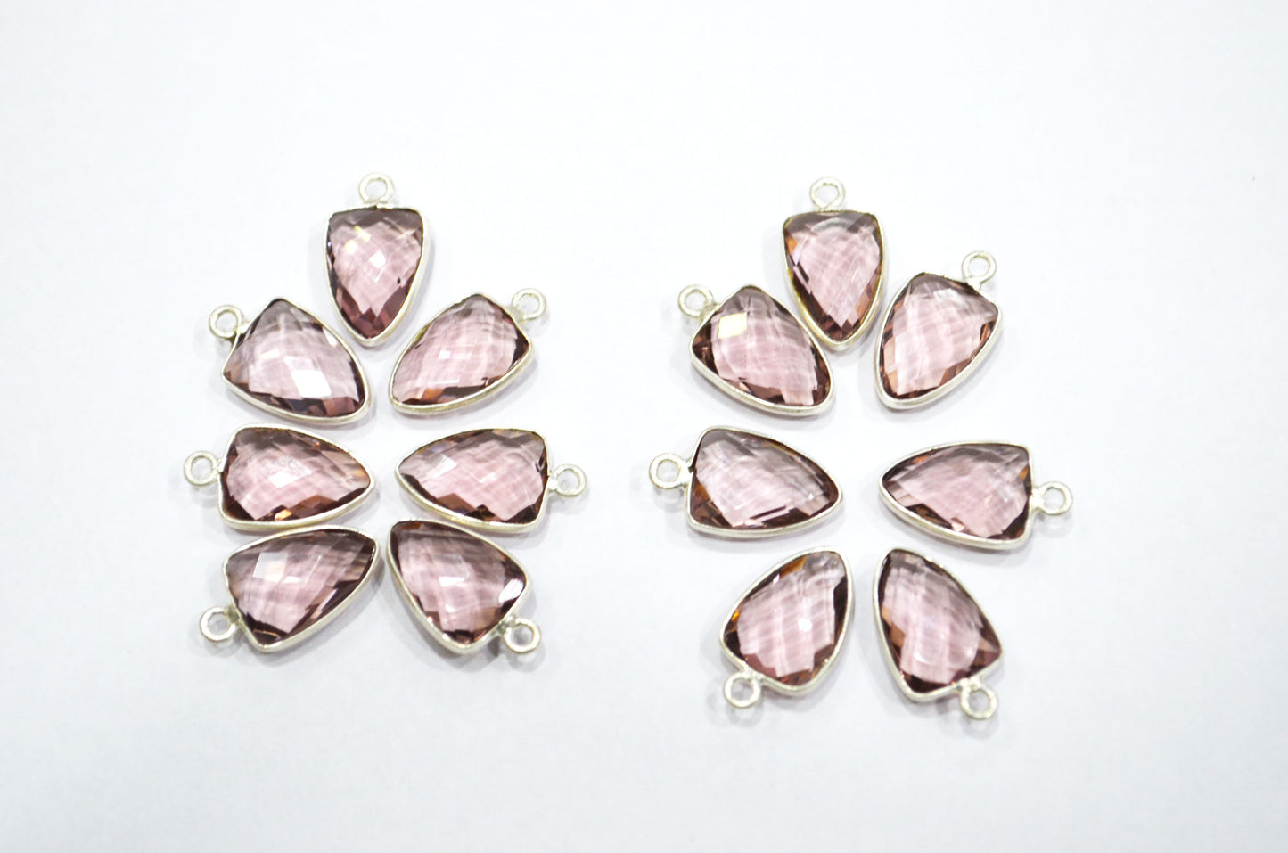 Morganite Hydro Quartz Trillion Shape Connector , Sold By Piece , 10x13 mm , RB-5856A