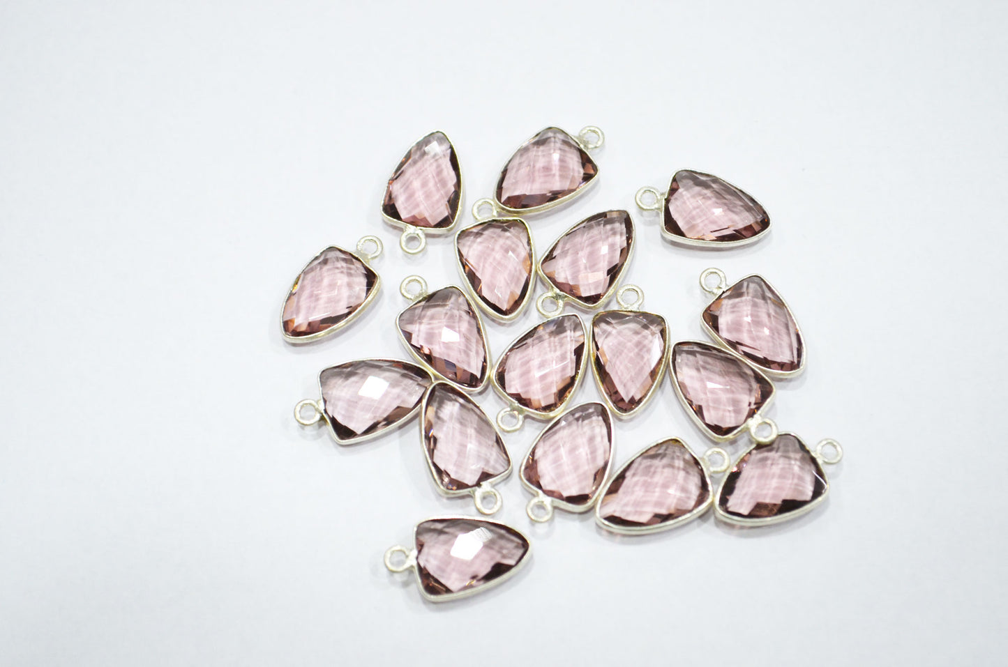 Morganite Hydro Quartz Trillion Shape Connector , Sold By Piece , 10x13 mm , RB-5856A