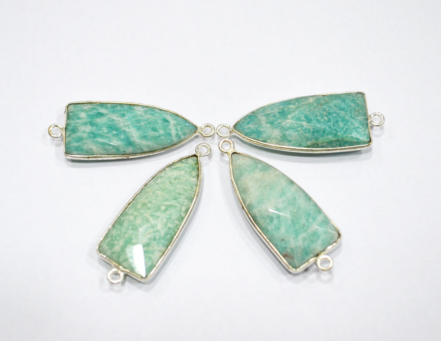 Amazonite Faceted Arrowhead Shape Double Bail Connector , Sold By Piece , 13x35 mm , RB-5861