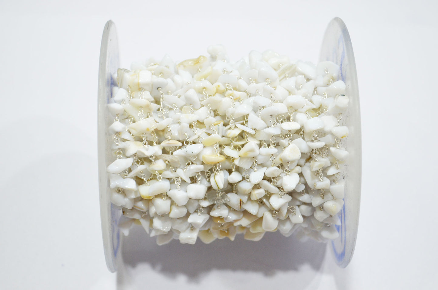 White Agate Smooth Irregular Flat Chips Shape Rosary Beaded Chain , 3 - 5 mm , RB-5880