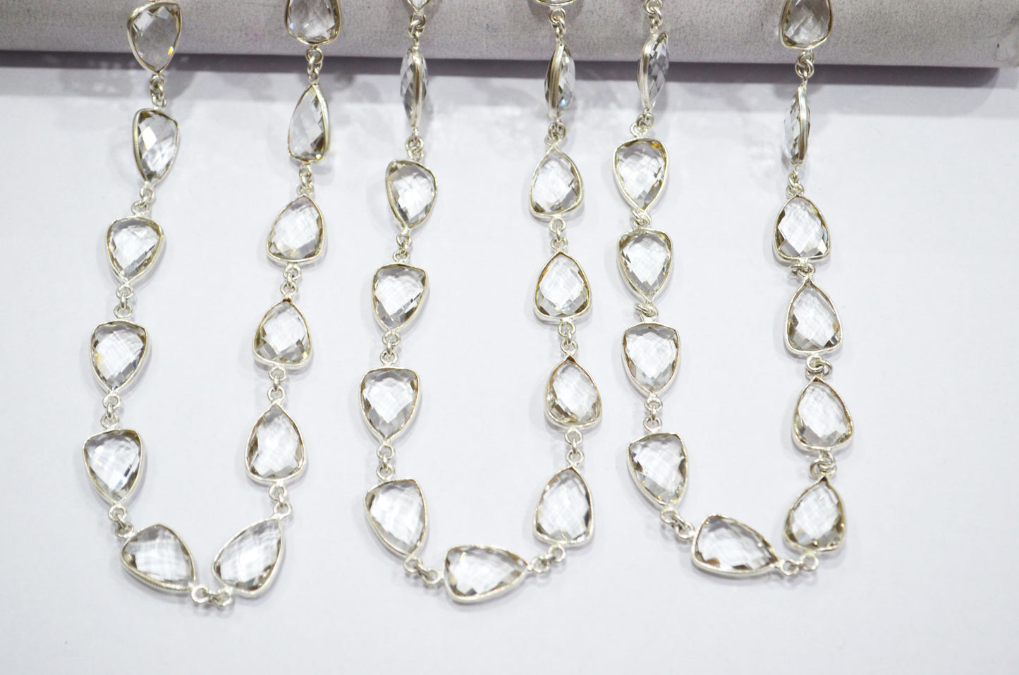 Crystal Hydro Quartz Faceted Trillion Shape Connector Chain , 10x13 mm , RB-5882