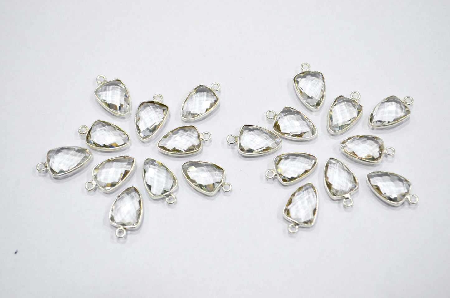 Crystal Hydro Quartz Faceted Trillion Shape Connector , Sold By Piece , 10x13 mm , RB-5882A
