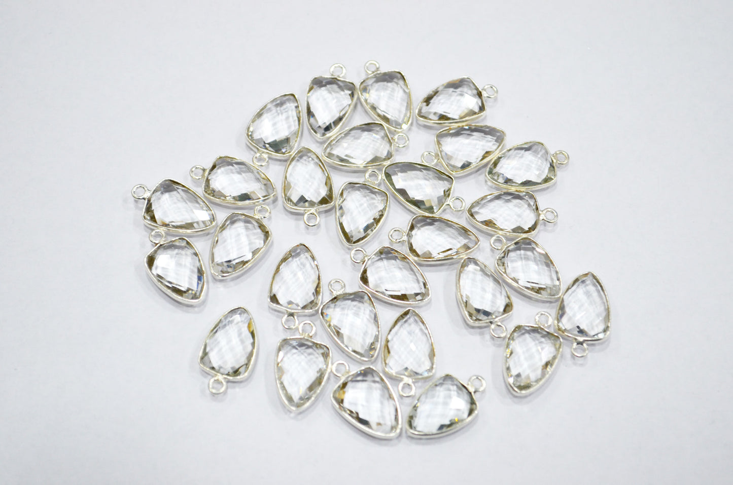 Crystal Hydro Quartz Faceted Trillion Shape Connector , Sold By Piece , 10x13 mm , RB-5882A
