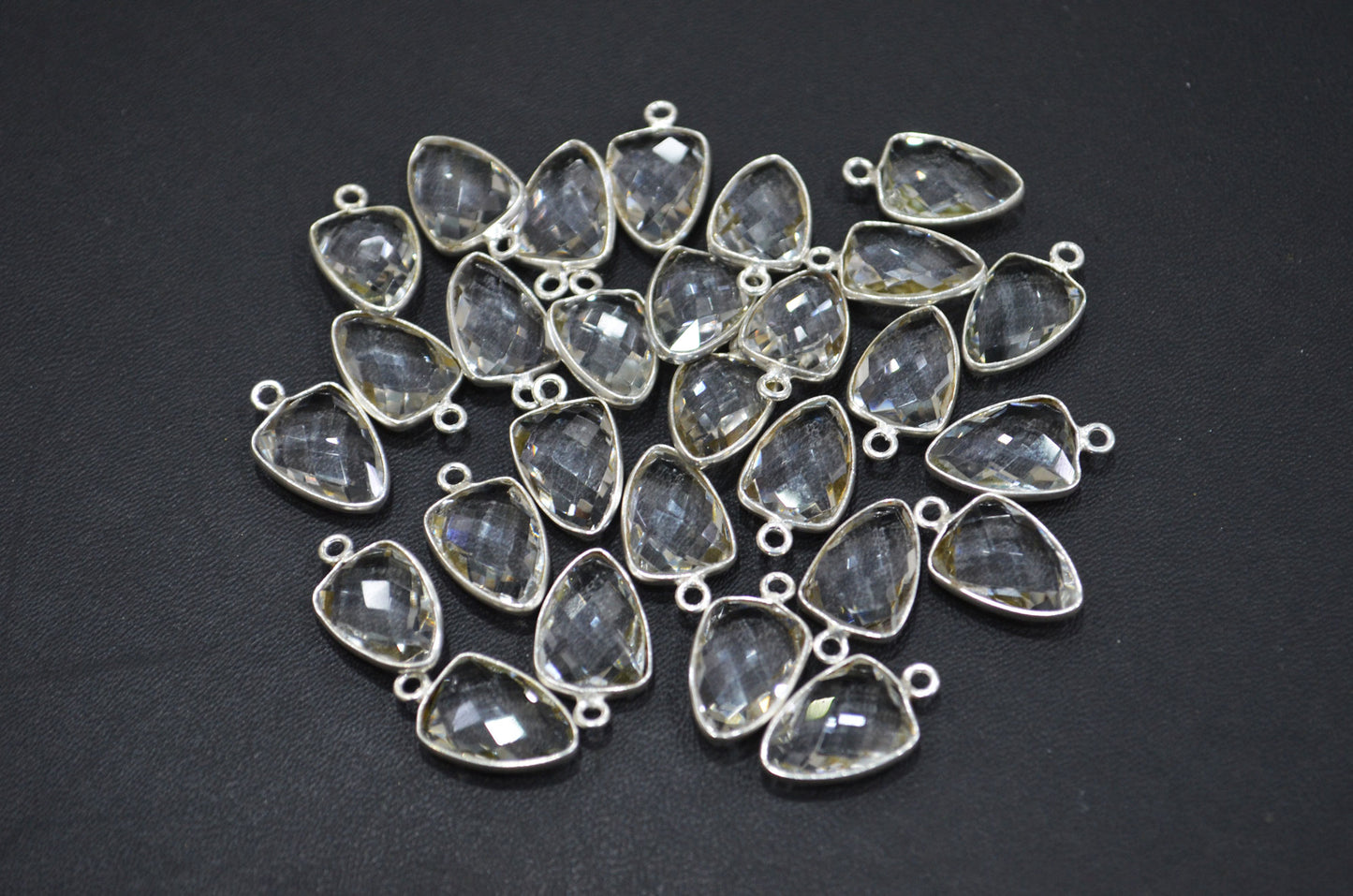 Crystal Hydro Quartz Faceted Trillion Shape Connector , Sold By Piece , 10x13 mm , RB-5882A