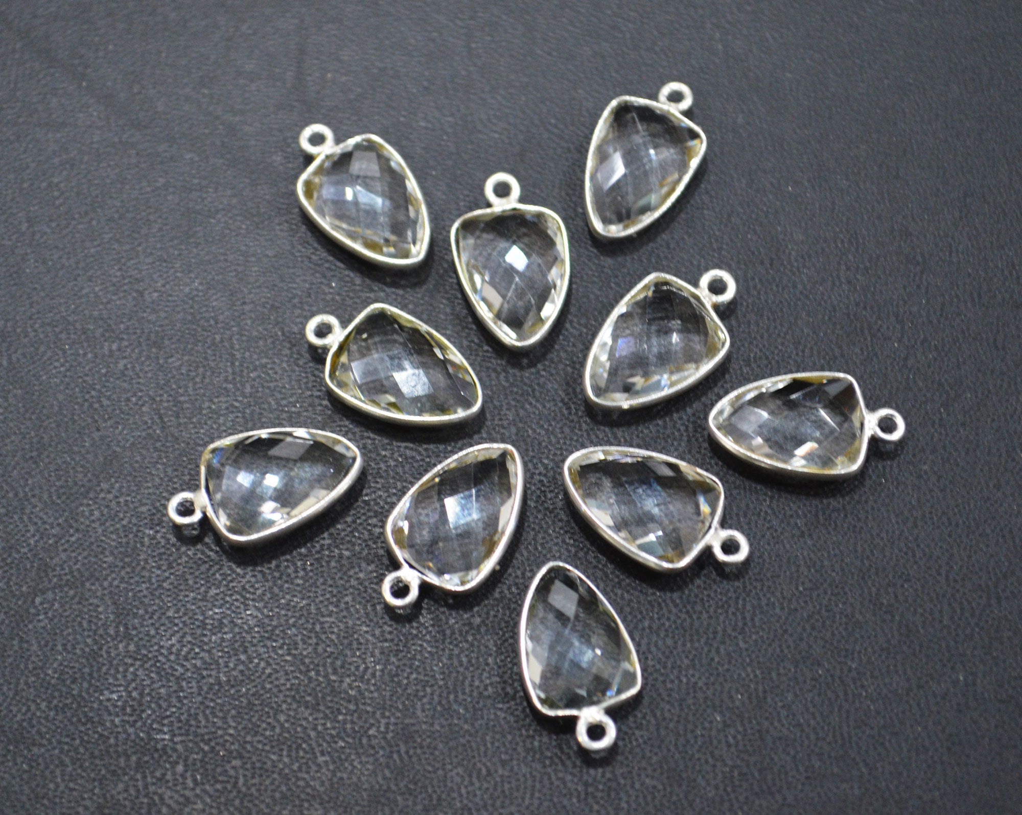 Crystal Hydro Quartz Faceted Trillion Shape Connector , Sold By Piece , 10x13 mm , RB-5882A