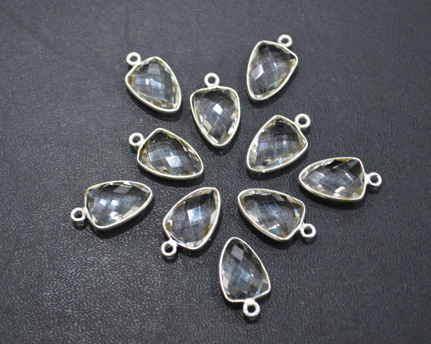 Crystal Hydro Quartz Faceted Trillion Shape Connector , Sold By Piece , 10x13 mm , RB-5882A