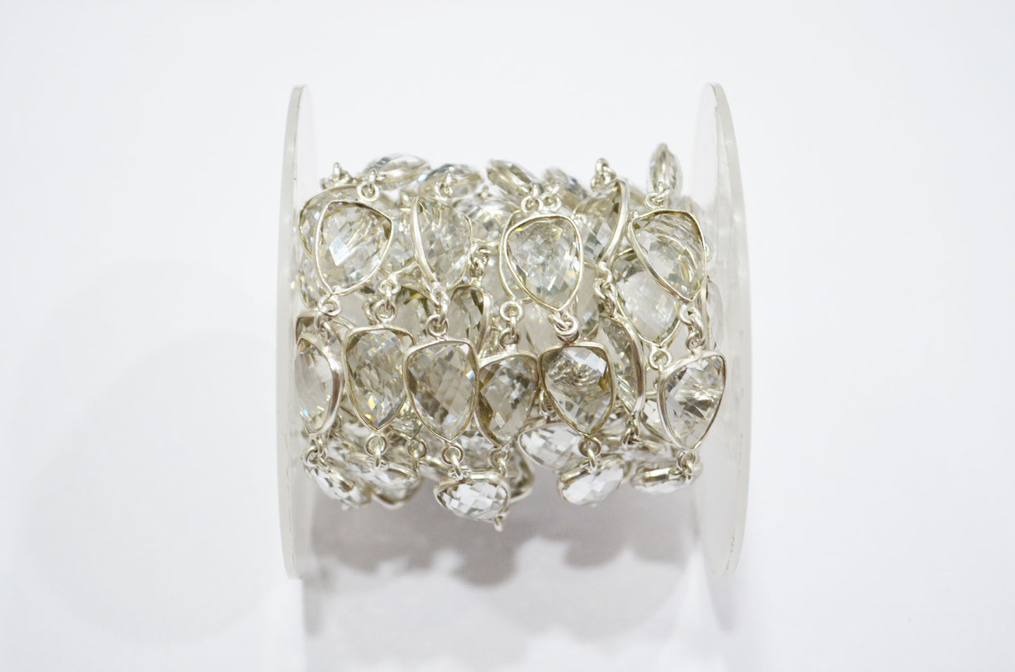 Crystal Hydro Quartz Faceted Trillion Shape Connector Chain , 10x13 mm , RB-5882