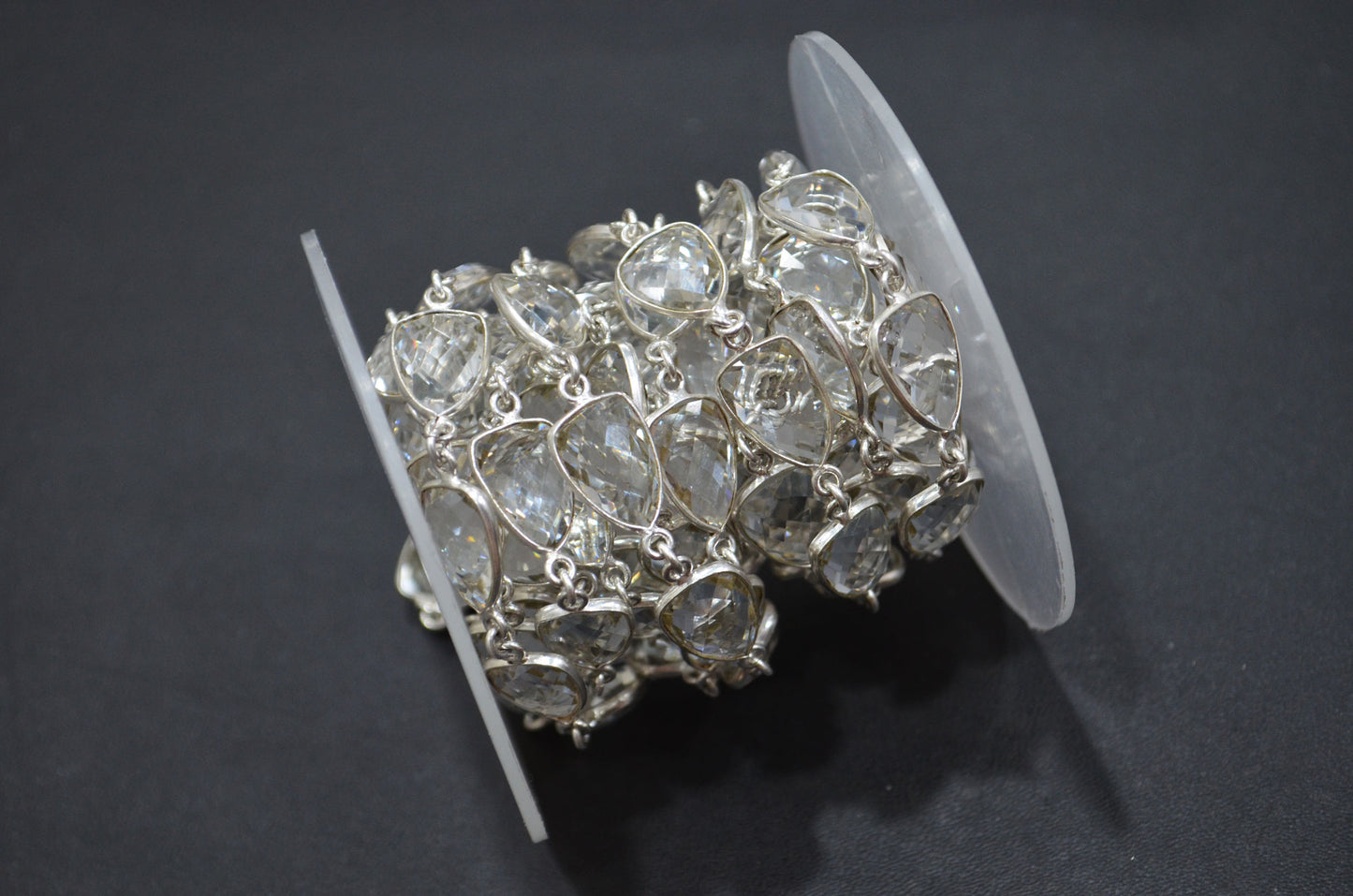 Crystal Hydro Quartz Faceted Trillion Shape Connector Chain , 10x13 mm , RB-5882