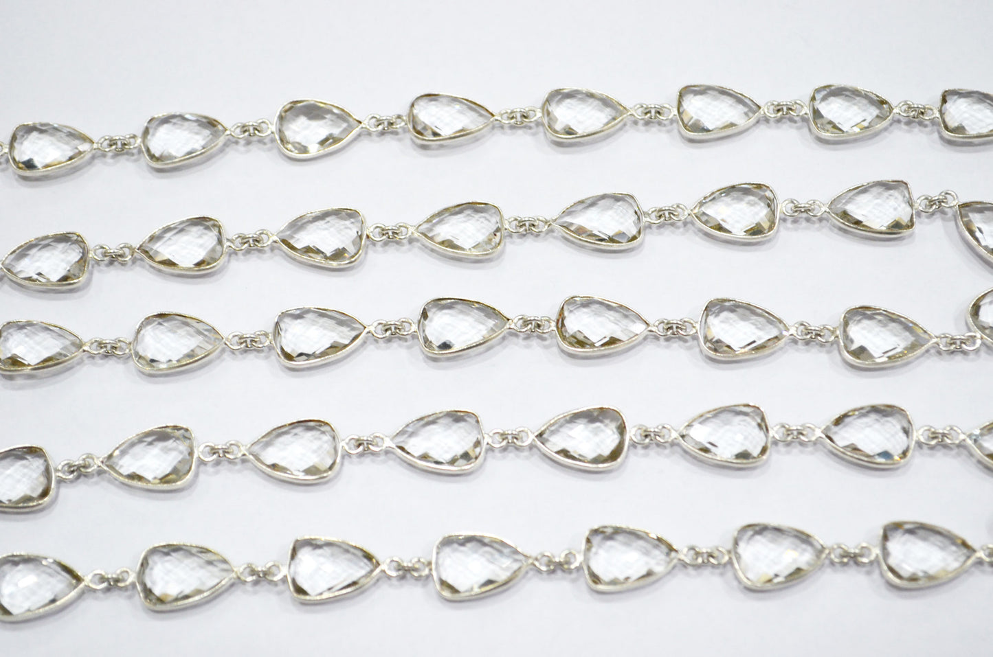 Crystal Hydro Quartz Faceted Trillion Shape Connector Chain , 10x13 mm , RB-5882