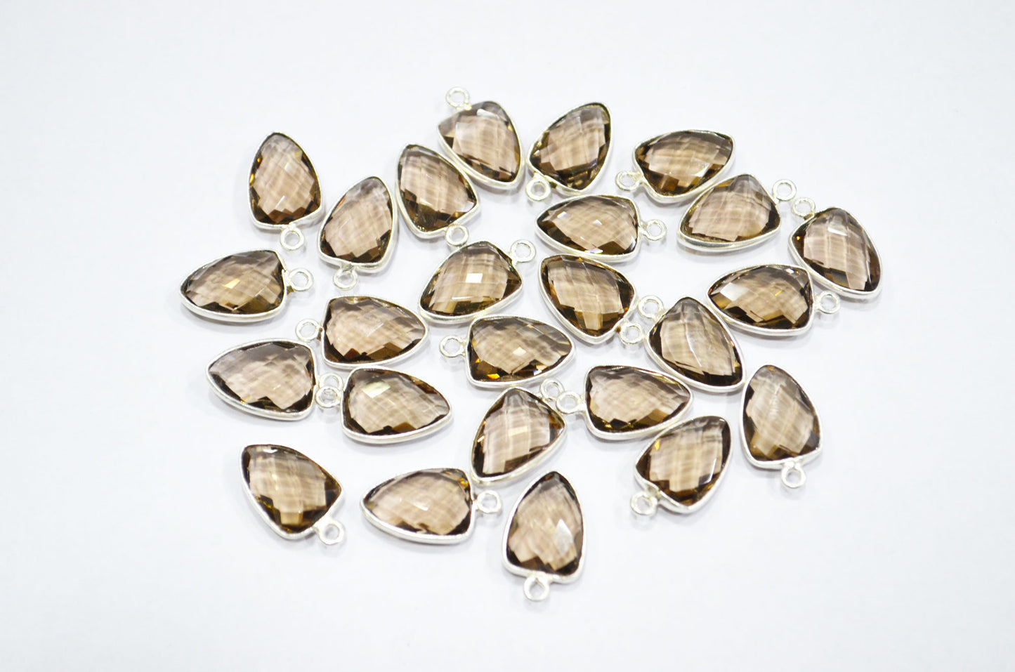 Smoky Hydro Glass Trillion Shape Single Bail Connector , Sold By Piece , 10x13 mm , RB-5883A
